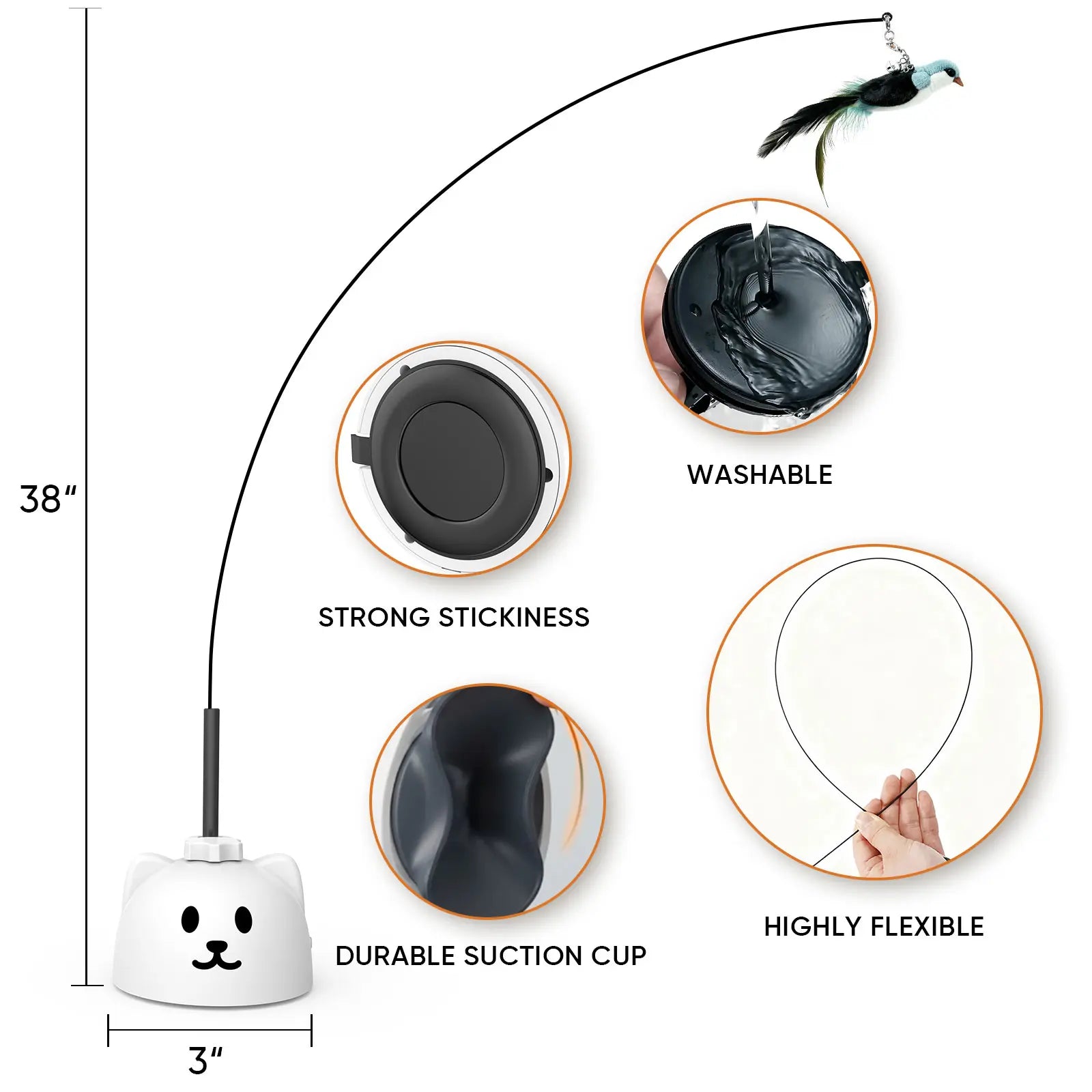 CATPICK Interactive Cat Toys for Indoor Cats Automatic Electric Flying Bird Feather Wand Toy with Automatic Function and Electric Flying Bird for Continuous Entertainment