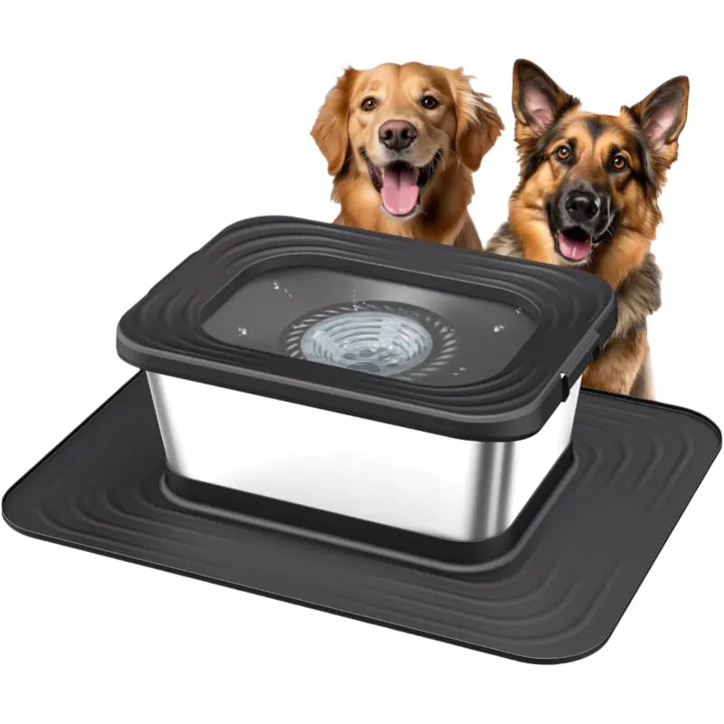 7L & 10L Stainless Steel Dog Drinking Water Bowl, No Spill Anti-Splash with XXL Silicone Mat, Spill-Proof Slow Feeder for Messy Drinkers, Heavy Duty Pet Bowls for Indoor Outdoor Use, 1.8 & 2.6 Gallon Capacity, Double Anti-Skid Design