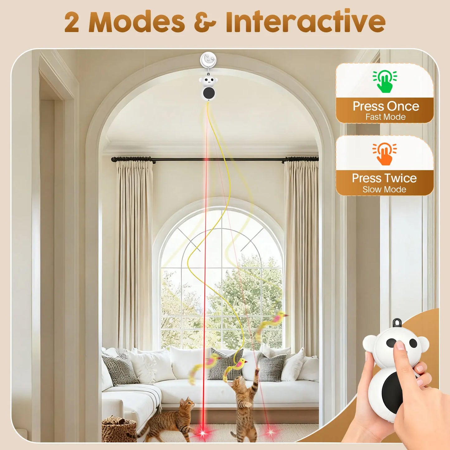 Catpick 360 ° Cat Laser Interactive Toy Automatic Rotation Indoor Electric Bird Feather Magic Stick Toy with Automatic Continuous Entertainment