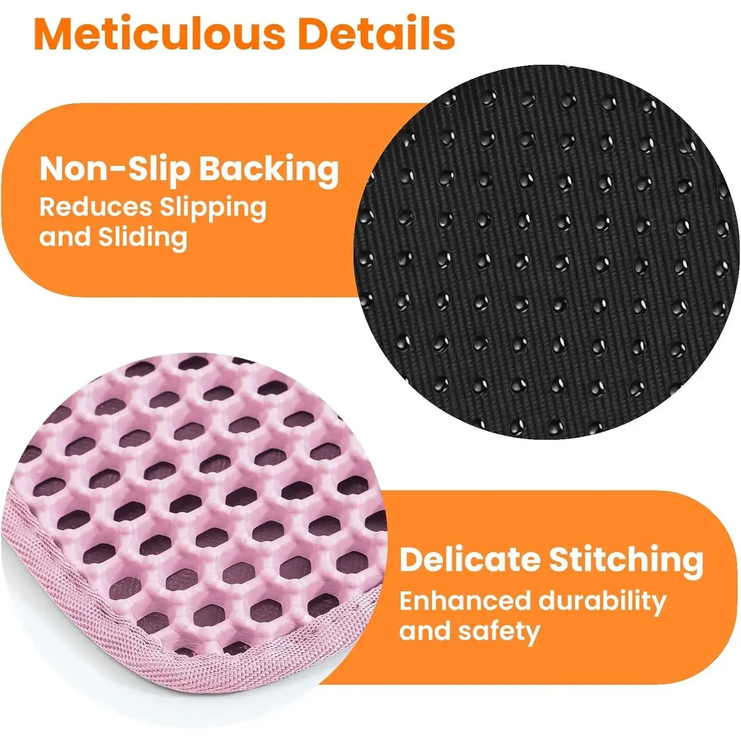 Cat Litter Mat, 47X27 Inches Large Double Layer Honeycomb Cat Litter Trapping Mat, Non Slip Waterproof Urine Proof Cat Litter Box Mat for Floor, Kitty Litter Rug, Cat Supplies, Pink