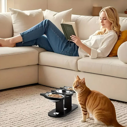 Elevated Pet Feeder for Cats Dogs 15 Degree Tilted Bowls Adjustable Height for Comfortable Feeding Feeder