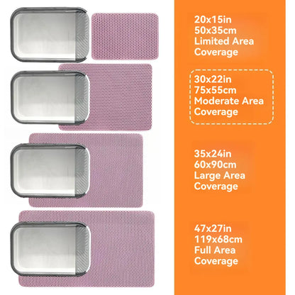 Cat Litter Mat, 47X27 Inches Large Double Layer Honeycomb Cat Litter Trapping Mat, Non Slip Waterproof Urine Proof Cat Litter Box Mat for Floor, Kitty Litter Rug, Cat Supplies, Pink