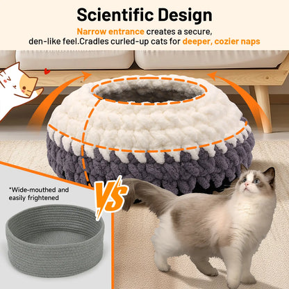 Plush Pet Bed for Cats - Cozy, Warm, Stylish & Secure Resting Spot Washable