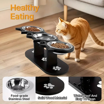 Elevated Pet Feeder for Cats Dogs 15 Degree Tilted Bowls Adjustable Height for Comfortable Feeding Feeder