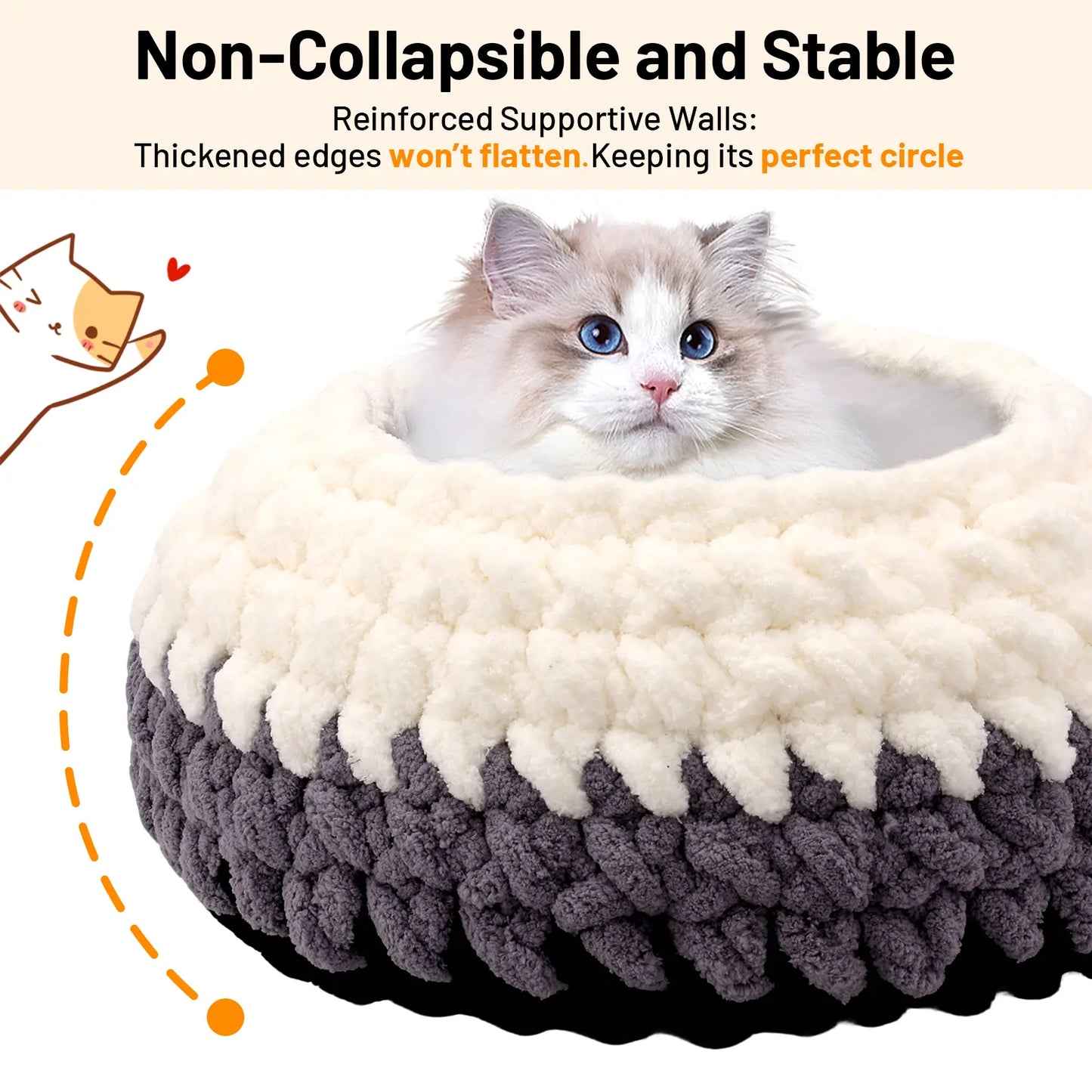 Plush Pet Bed for Cats - Cozy, Warm, Stylish & Secure Resting Spot Washable