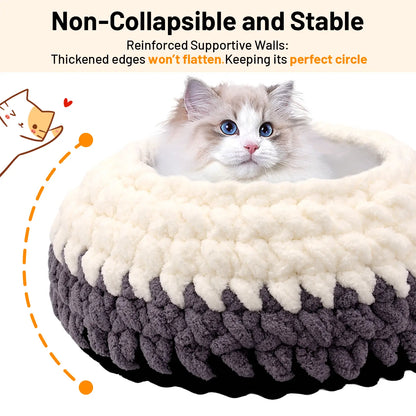 Plush Pet Bed for Cats - Cozy, Warm, Stylish & Secure Resting Spot Washable