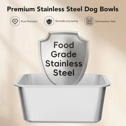 7L & 10L Stainless Steel Dog Drinking Water Bowl, No Spill Anti-Splash with XXL Silicone Mat, Spill-Proof Slow Feeder for Messy Drinkers, Heavy Duty Pet Bowls for Indoor Outdoor Use, 1.8 & 2.6 Gallon Capacity, Double Anti-Skid Design