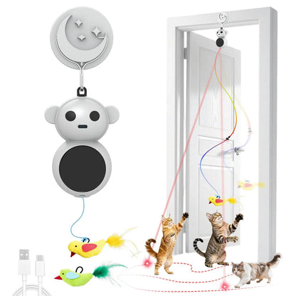 Catpick 360 ° Cat Laser Interactive Toy Automatic Rotation Indoor Electric Bird Feather Magic Stick Toy with Automatic Continuous Entertainment