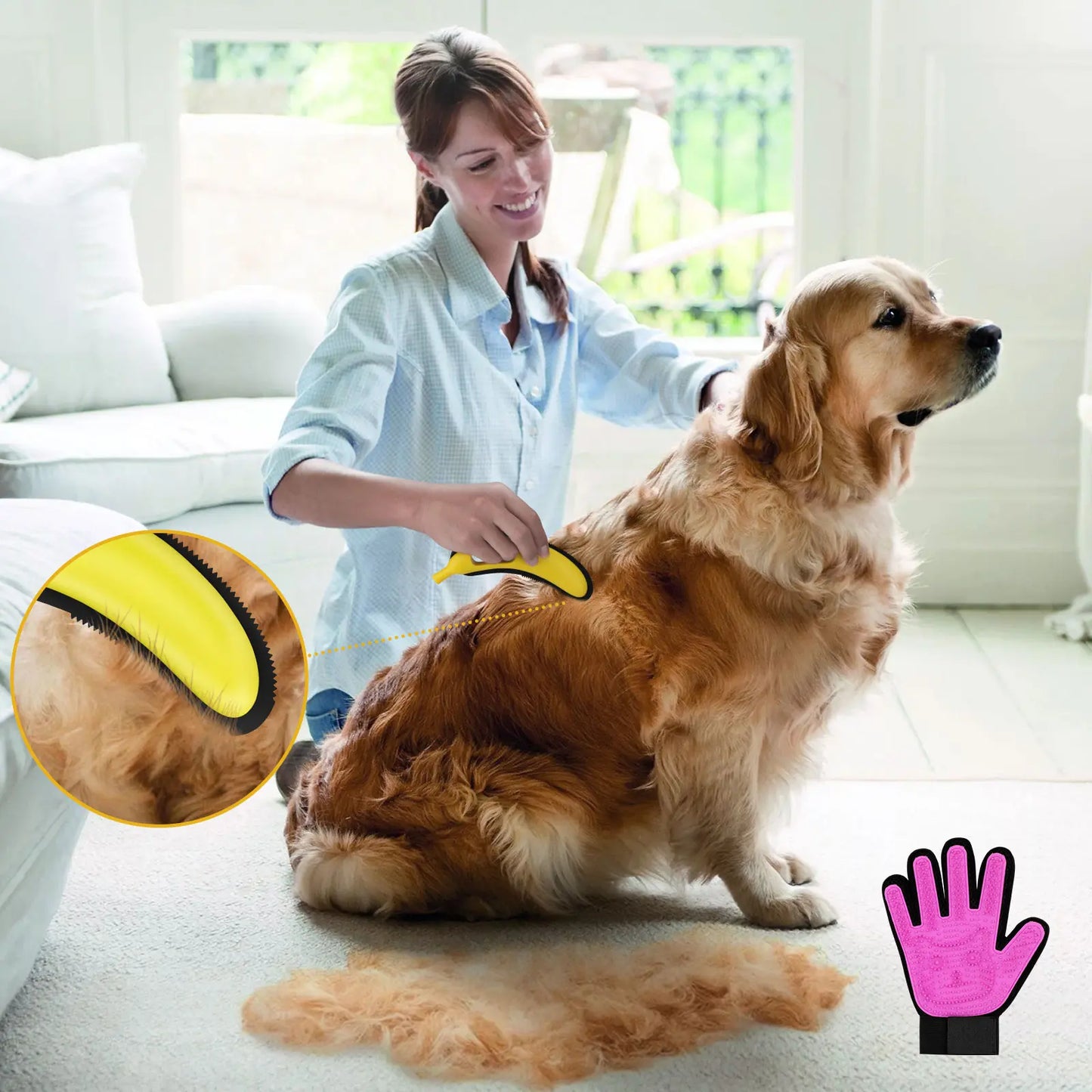 Cat Hair Remover, Adjustable Pet Hair Remover, Pet Cleaning Brush with Hanging Ring, Power Broom, Pet Hair Remover Tool for Carpets Floor Use, Valentine'S Day Gift, Hair Removal