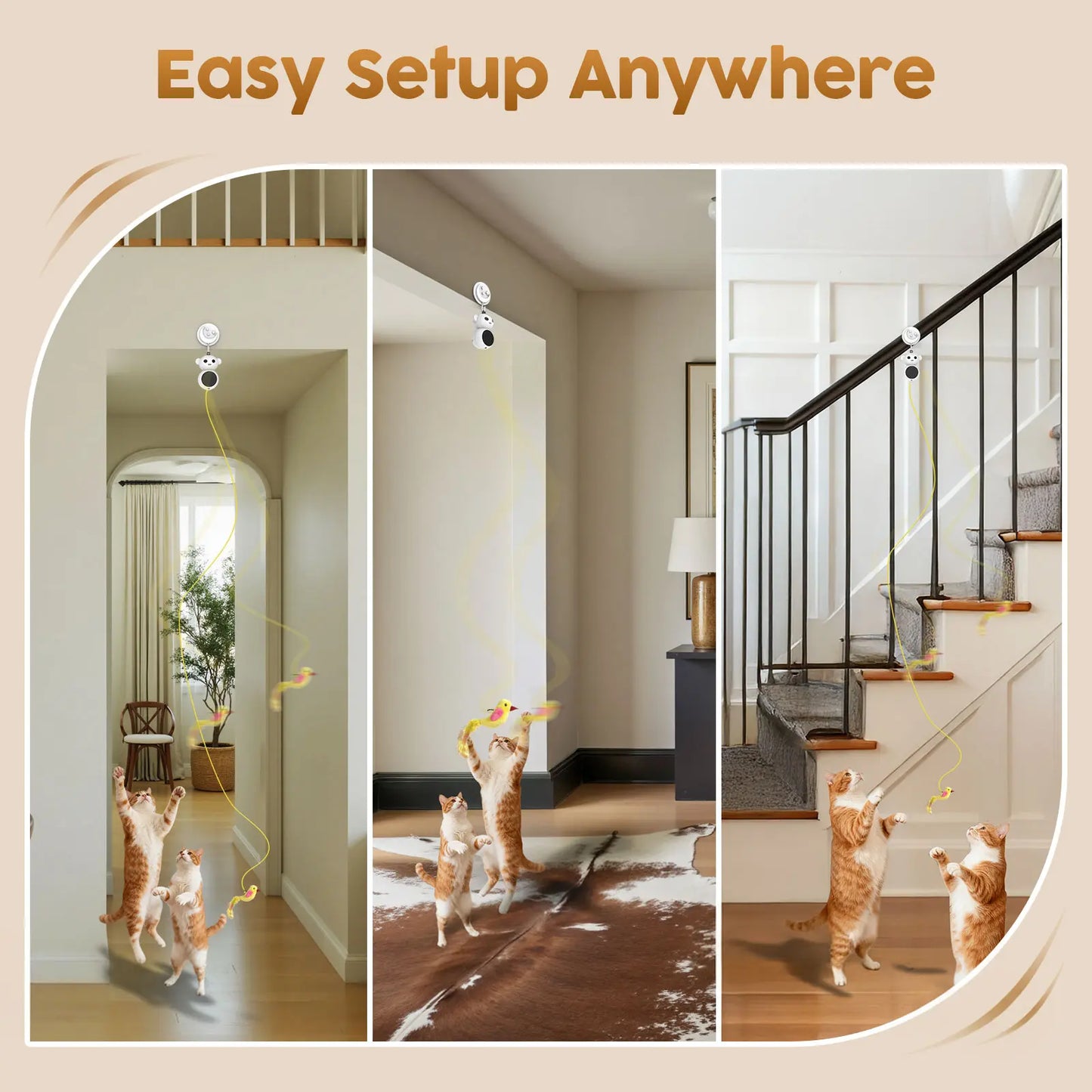 Catpick 360 ° Cat Laser Interactive Toy Automatic Rotation Indoor Electric Bird Feather Magic Stick Toy with Automatic Continuous Entertainment