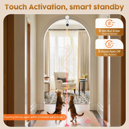Catpick 360 ° Cat Laser Interactive Toy Automatic Rotation Indoor Electric Bird Feather Magic Stick Toy with Automatic Continuous Entertainment
