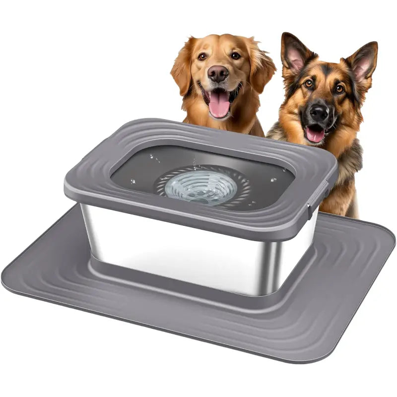 7L & 10L Stainless Steel Dog Drinking Water Bowl, No Spill Anti-Splash with XXL Silicone Mat, Spill-Proof Slow Feeder for Messy Drinkers, Heavy Duty Pet Bowls for Indoor Outdoor Use, 1.8 & 2.6 Gallon Capacity, Double Anti-Skid Design