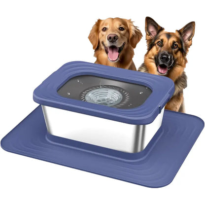 7L & 10L Stainless Steel Dog Drinking Water Bowl, No Spill Anti-Splash with XXL Silicone Mat, Spill-Proof Slow Feeder for Messy Drinkers, Heavy Duty Pet Bowls for Indoor Outdoor Use, 1.8 & 2.6 Gallon Capacity, Double Anti-Skid Design