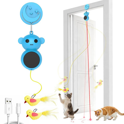 Catpick 360 ° Cat Laser Interactive Toy Automatic Rotation Indoor Electric Bird Feather Magic Stick Toy with Automatic Continuous Entertainment