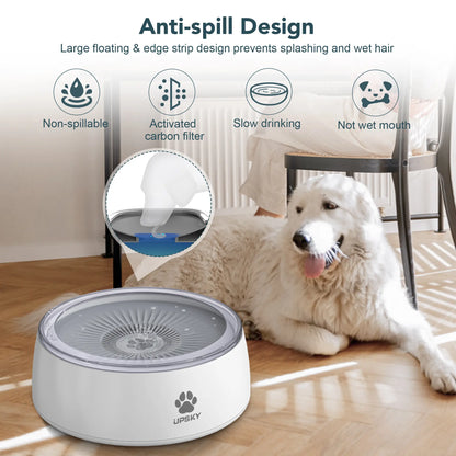 3L Dog Water Bowl 101Oz Large No Spill Dog Bowl with Slow Feeder Mat, Splash Proof Pet Water Dispenser with Filters, Slow Drinking Bowl Vehicle Carried Travel Water Bowl for Dogs, Cats Dog Water