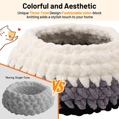 Plush Pet Bed for Cats - Cozy, Warm, Stylish & Secure Resting Spot Washable