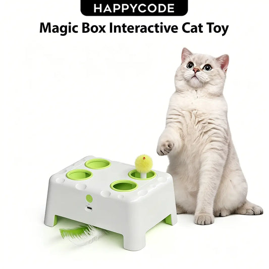Happycode Cheese Magic House Interactive Cat Toy Designed for Indoor Cats Mole Whack + Feather Play Dual Stimulation Three Switchable Modes Type-C Charging Suitable for Both Senior and Kittens the Perfect Birthday Gift for Your Cat,Summervibes,Petlovers